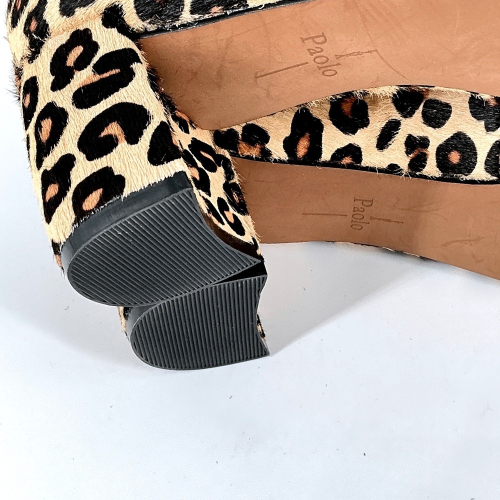 Linea Paolo Size 7.5 Leopard Print Calf Hair Block Heel Pumps NEW Corwyn $130 - Picture 10 of 14